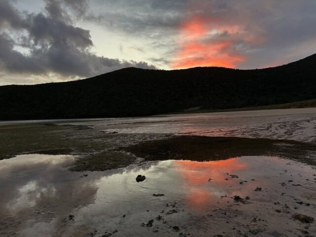 Unusual  eye catching sunset to finish a winter’s day #lordhoweisland #sunset #beachwalk #visitlordhoweisland  #lordhoweislandtourism